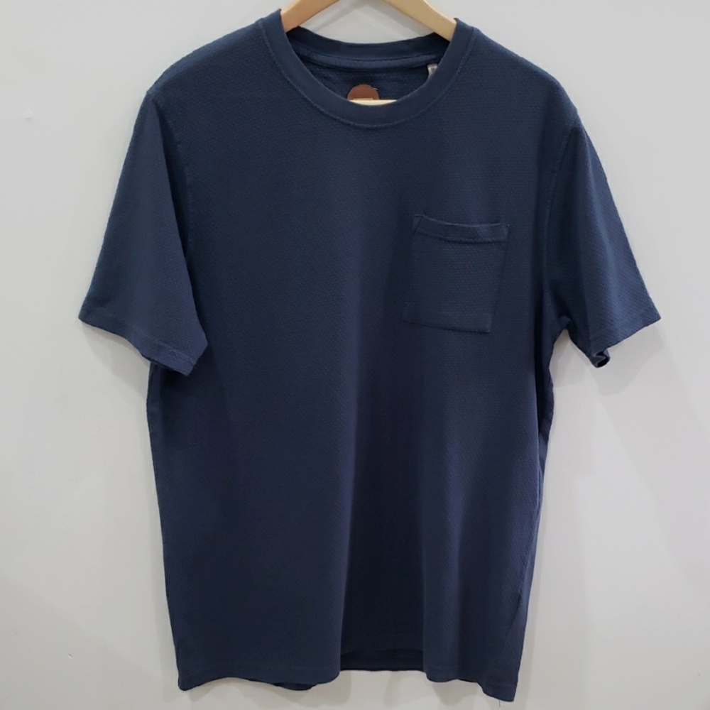 COMMON PEOPLE | Men's Navy Popcorn Texture GD Short Sleeved Crewneck T-Shirt